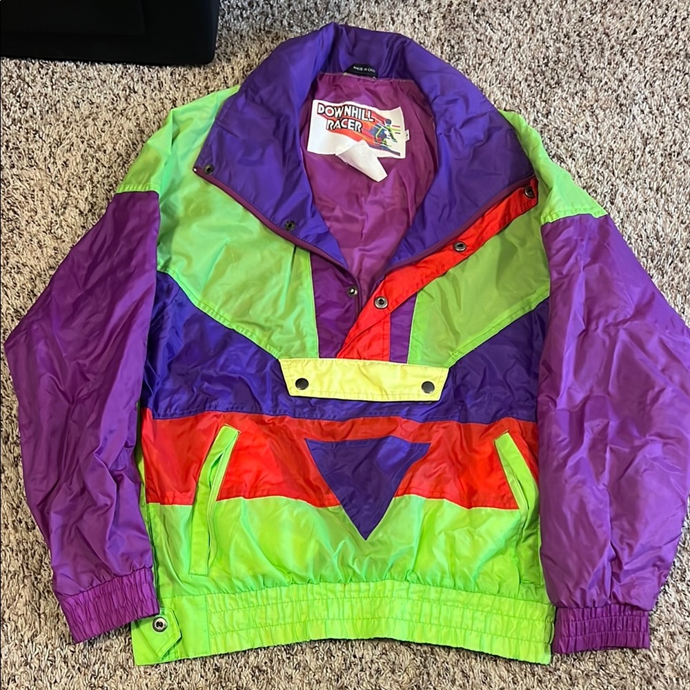Men’s Small Downhill Racer Colorful Vintage Ski Jacket